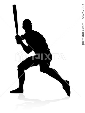 baseball players silhouettes collection - Stock Illustration