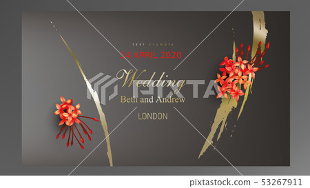 Tropical black and gold leaves on dark background 53267911