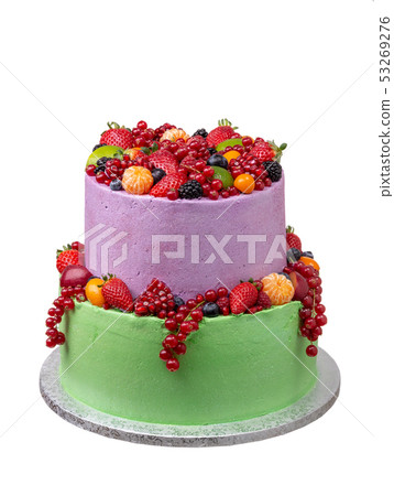 Two-story fruit cake for birthday and holiday. 53269276