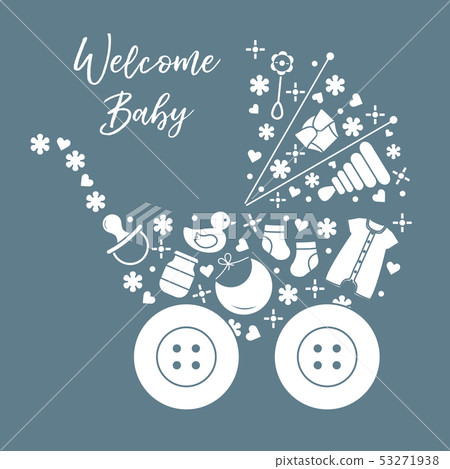 Newborn baby vector illustration Baby stroller 53271938