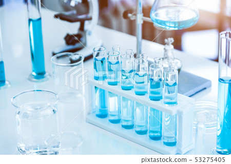Laboratory test tubes and solution with Laboratory test tubes and solution with 53275405