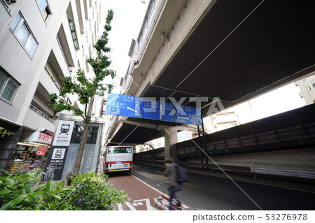 Tokyo cityscape of Japan Denentoshi Line Ikejiri Ohashi Station ticket gate floor near snow elevator 53276978