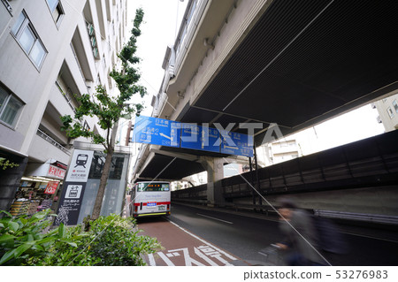 Tokyo cityscape of Japan Denentoshi Line Ikejiri Ohashi Station ticket gate floor near snow elevator 53276983