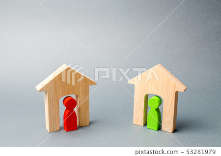 Two wooden houses with neighbors inside.  53281979