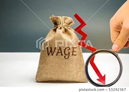 Bag with money and the word Wage  53292367