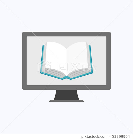 Book icon with gray computer Book icon with gray computer 53299904