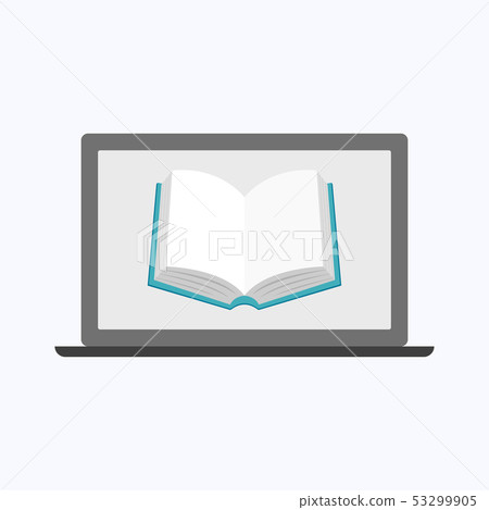 Book icon with gray laptop Book icon with gray laptop 53299905