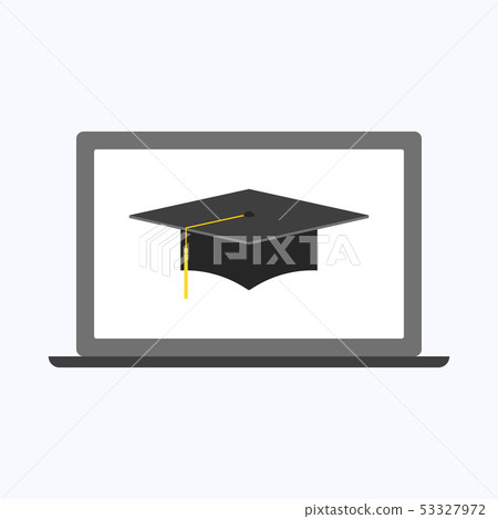 Graduation cap with gray laptop Graduation cap with gray laptop 53327972