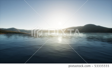 Beautiful calm lake with sunset 53335555