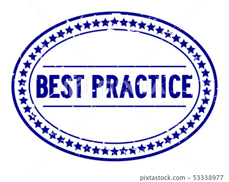 Grunge blue best practice word oval rubber stamp 53338977