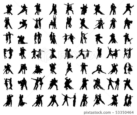 Black silhouettes of dance players 53350464