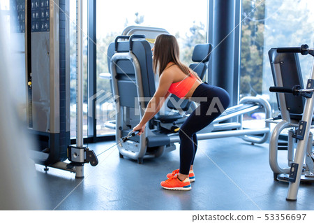 Exercises in block simulator. Biceps extension. 53356697