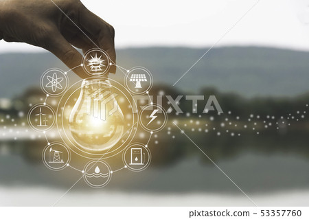 Innovation or creative concept of hand hold a Innovation or creative concept of hand hold a 53357760