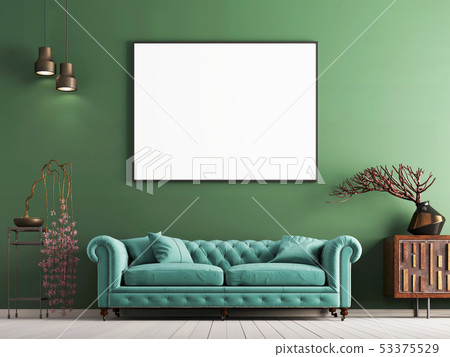mock up poster on green wall in interior classical 53375529