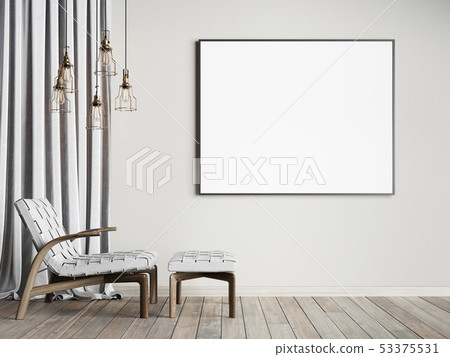 Mock up in the interior with lounge chair with a 53375531