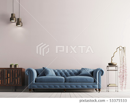empty wall in classical style interior with blue 53375533