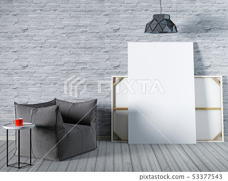 mockup poster on a brick wall. 53377543