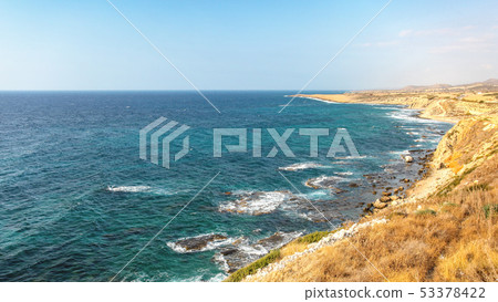 Beautiful rough coast of Mediterranean Sea in Karpass region of Northern Cyprus 53378422