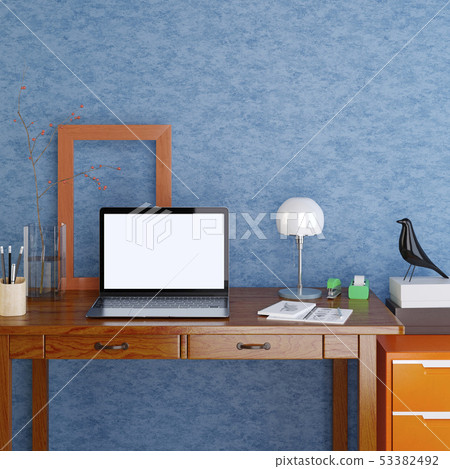 mockup laptop screen monitor on the desktop. mockup laptop screen monitor on the desktop. 53382492