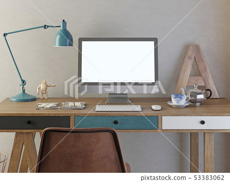 Mockup poster display on the table hipster style. Mockup poster display on the table hipster style. 53383062