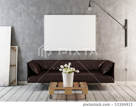 mock up poster with vintage hipster loft interior 53384915