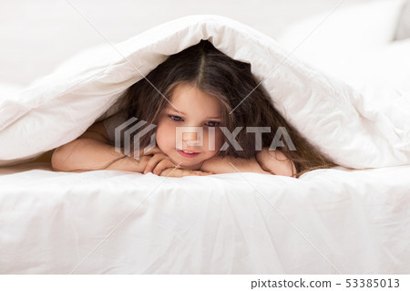 happy morning baby in bed. 53385013