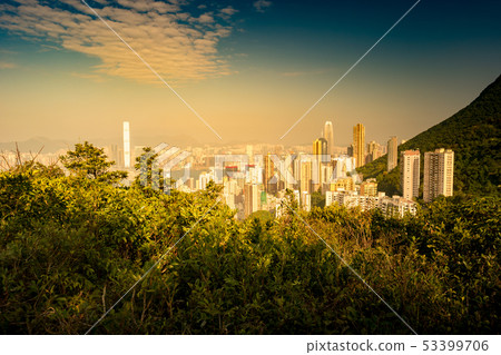 Cityscape of modern skyscraper in Hong Kong. 53399706