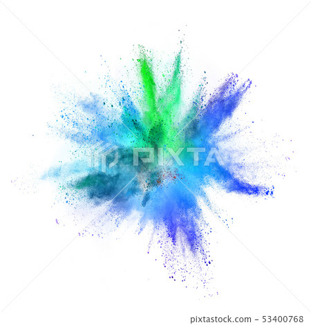 Colored powder explosion on white background. Colored powder explosion on white background. 53400768