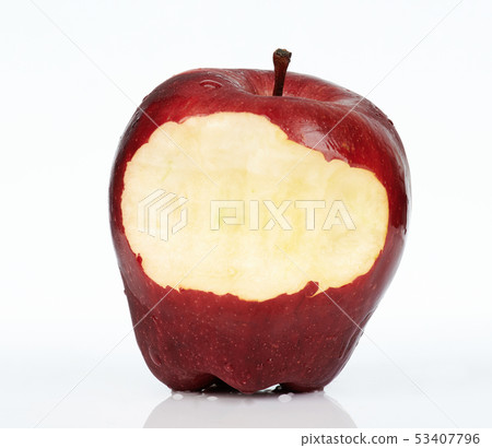 Close up of red apple with bite 53407796