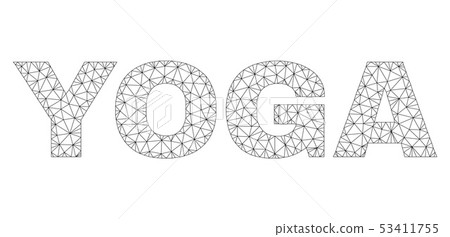 Polygonal Wire Frame YOGA Text Caption 53411755