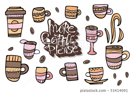 More coffe please lettering. Vector illustration. More coffe please lettering. Vector illustration. 53414091