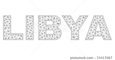 Polygonal Wire Frame LIBYA Text Label Polygonal Wire Frame LIBYA Text Label 53417067