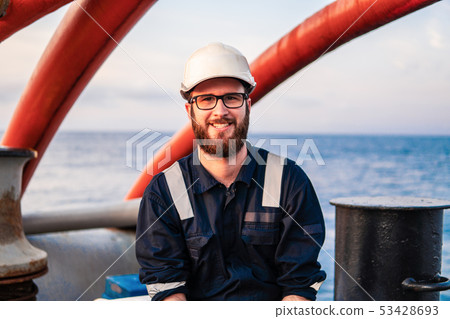 Deck Officer on deck of offshore vessel or ship 53428693