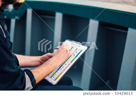 Deck Officer on deck of offshore vessel or ship 53429013
