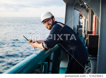 Deck Officer on deck of offshore vessel or ship 53429061