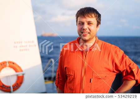 Deck Officer on deck of offshore vessel or ship 53429219