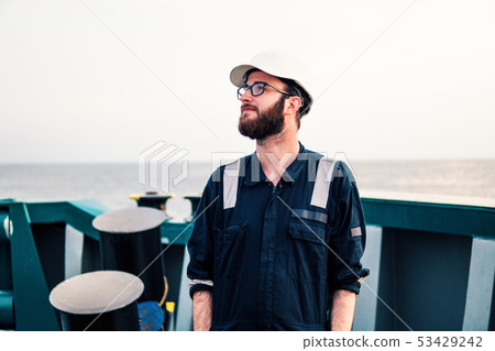 Deck Officer on deck of offshore vessel or ship 53429242