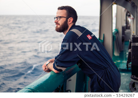 Deck Officer on deck of offshore vessel or ship Deck Officer on deck of offshore vessel or ship 53429267