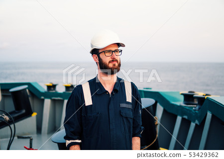 Deck Officer on deck of offshore vessel or ship 53429362