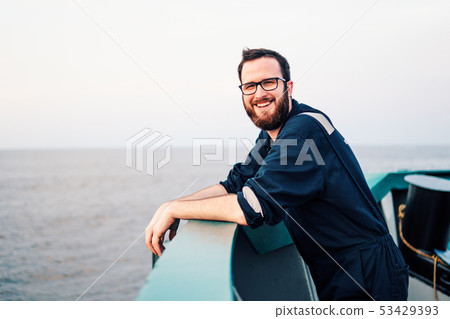 Deck Officer on deck of offshore vessel or ship 53429393