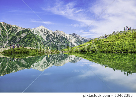 Reflection Happo pond northern Alps Reflection Happo pond northern Alps 53462393