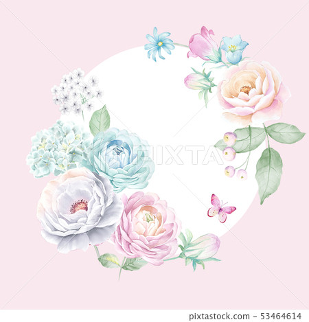 Beautiful and elegant watercolor flower combination Beautiful and elegant watercolor flower combination 53464614