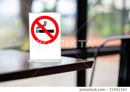 no smoking sign with shopping place background on 53482393