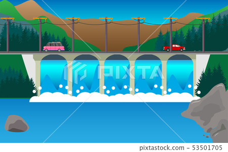 road, dam, river 53501705