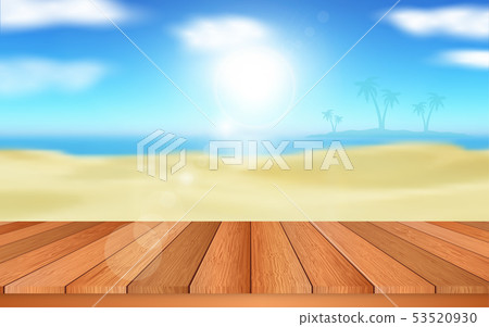 wooden floor at riverside in the morning 53520930