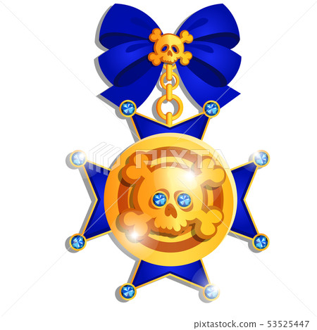 Beautiful medal in the style of pirates with engraved image of the human skull, made of precious Beautiful medal in the style of pirates with engraved image of the human skull, made of precious 53525447