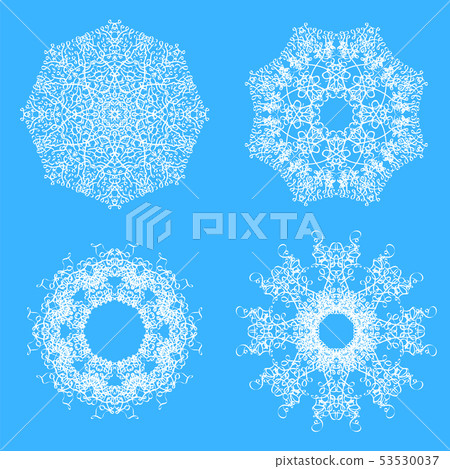 Set of Different Winter White Snowflakes 53530037