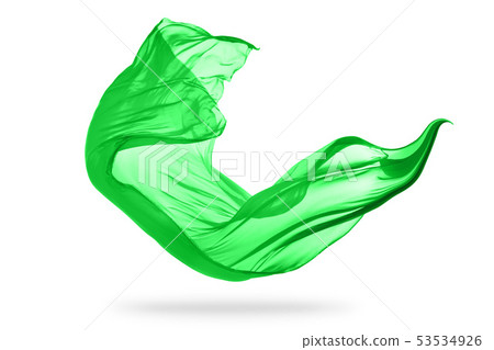 Flying piece of coloured cloth on white background Flying piece of coloured cloth on white background 53534926
