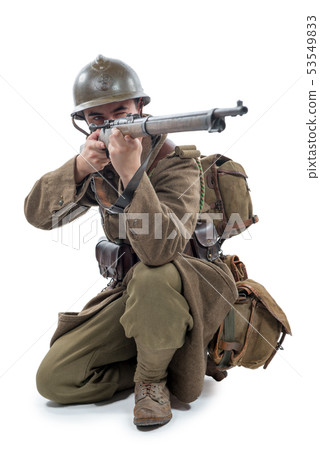 french soldier 1940 isolated on the white 53549833