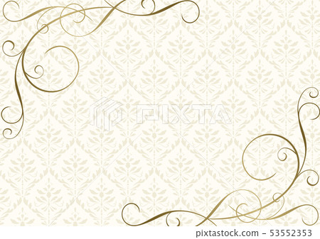 Cream damask pattern and gold ivy antique background Cream damask pattern and gold ivy antique background 53552353